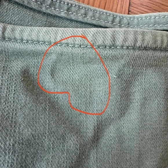 Mother The Ruffle Mini Skirt Size 30 Loden Frost Green Denim Tiered Side Zip - Picture 11 of 11